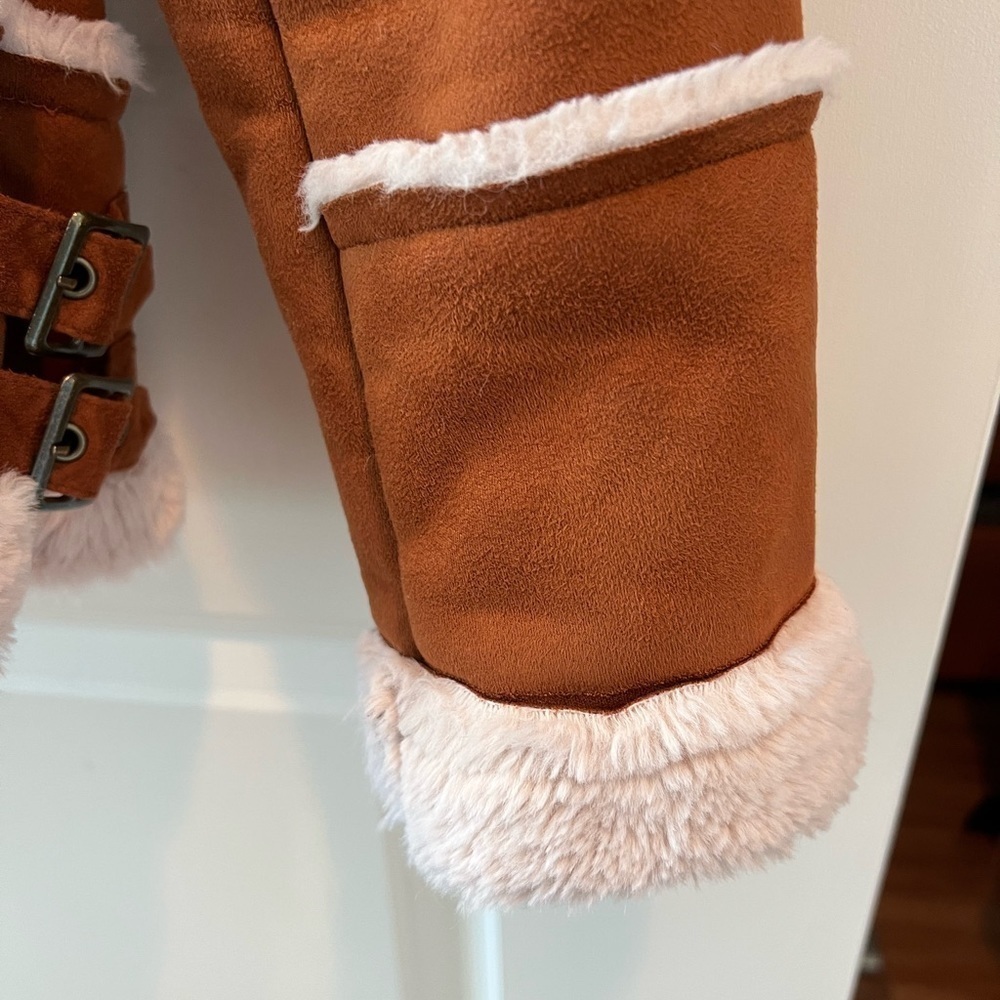 Halogen Tan Faux Shearling Moto Jacket - Picture 4 of 16